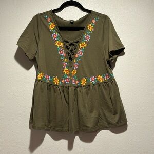 Shein curve peplum tee